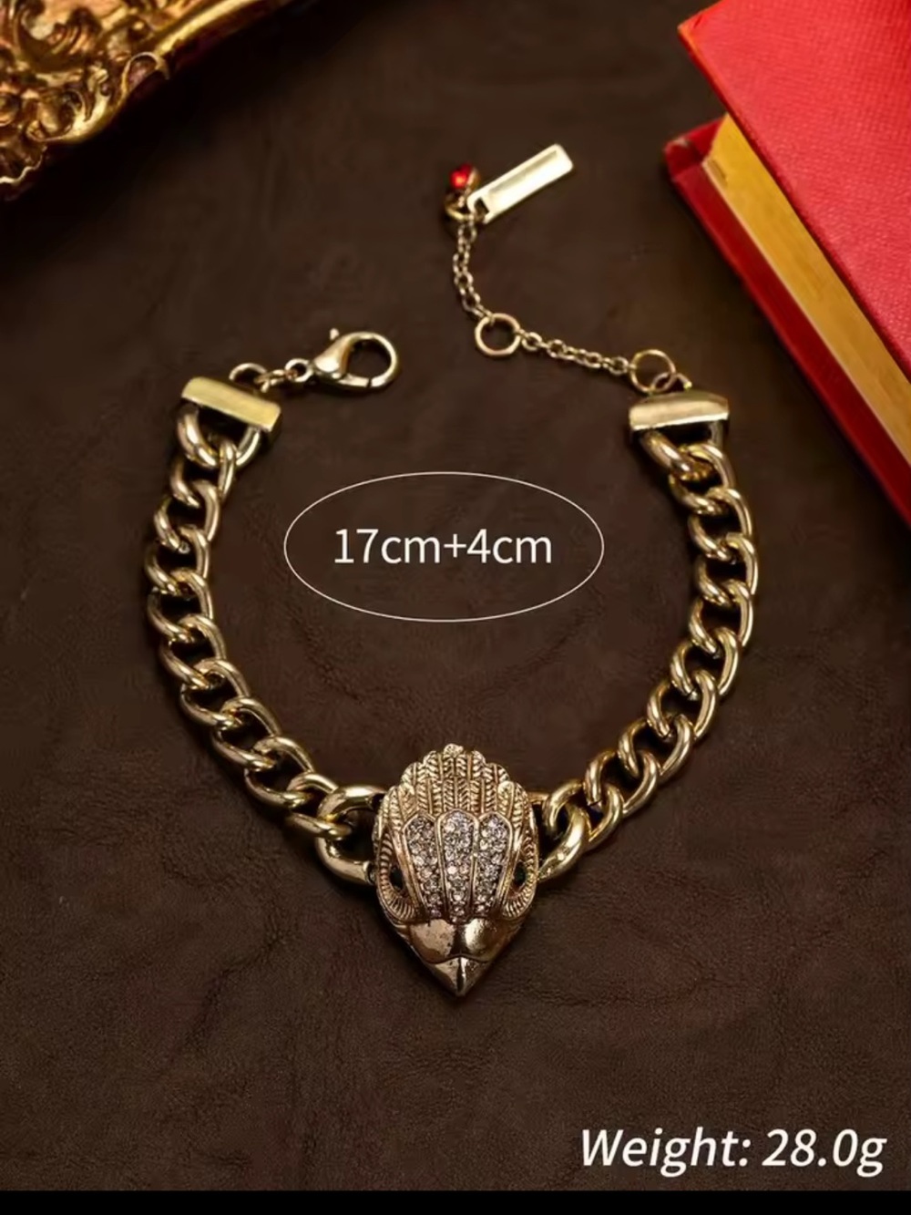 Kurt Geiger Gold-Tone Lion Head Chain Bracelet with Pavé Accents - Picture 2 of 2
